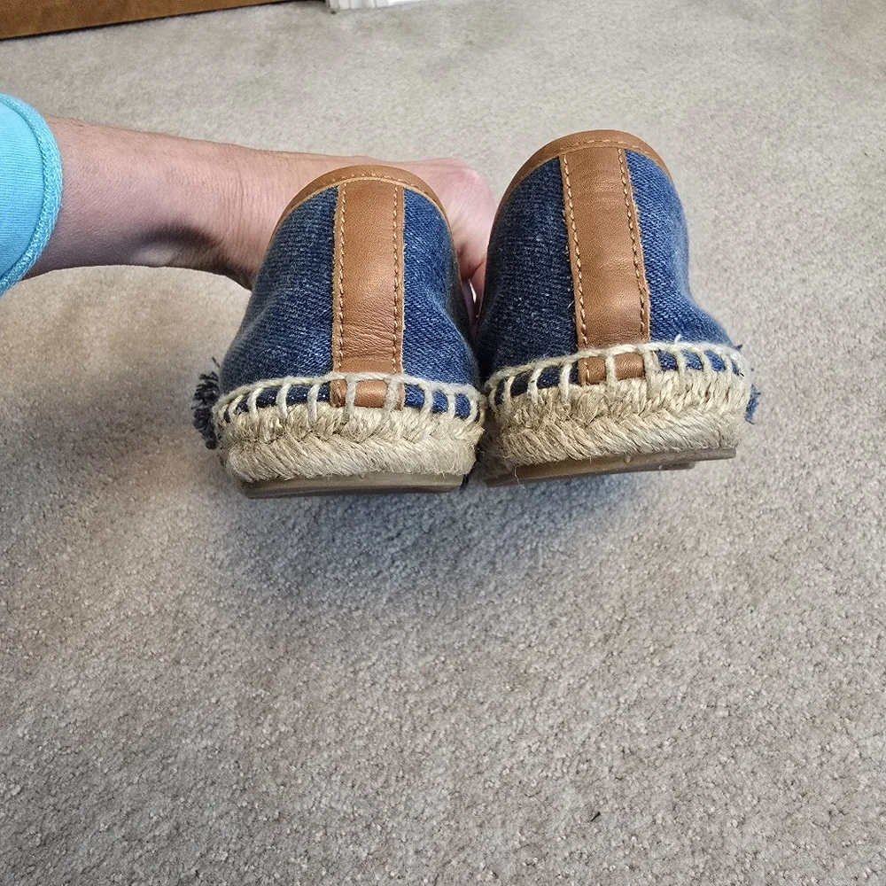 Tory Burch Navy Blue Denim Shaw Fringe Espadrille Flats Size 7.5 - Picture 8 of 12